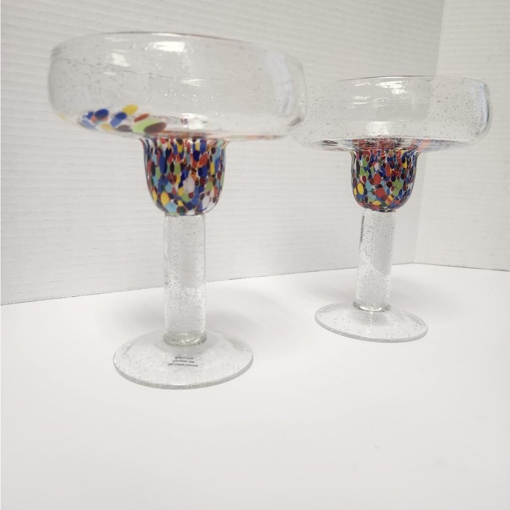 Colorful Set of Margarita Art Glass Drinkware